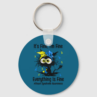 Motivational down syndrome awareness cat t21 keychain