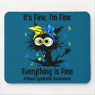 Motivational down syndrome awareness cat t21 mouse pad