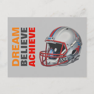 Motivational Dream Believe Achieve Football Holiday Postcard