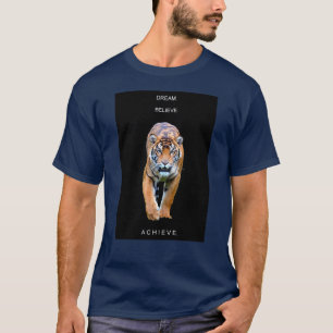 Motivational Dream Believe Achieve Tiger Modern T-Shirt