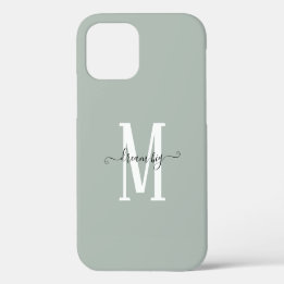 Motivational Dream Big Monogram Initial Sage iPhone 12 Case