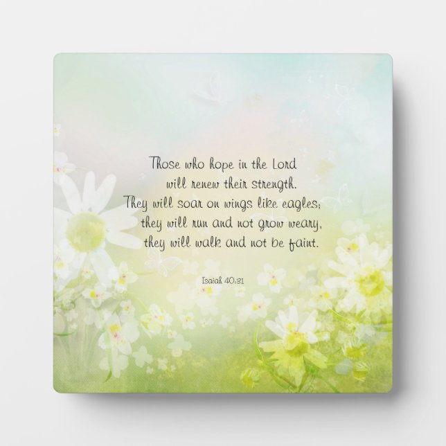 Motivational Encouraging Scripture with daisies Plaque (Front)