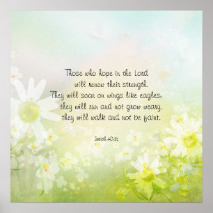Motivational Encouraging Scripture with Daisies Poster