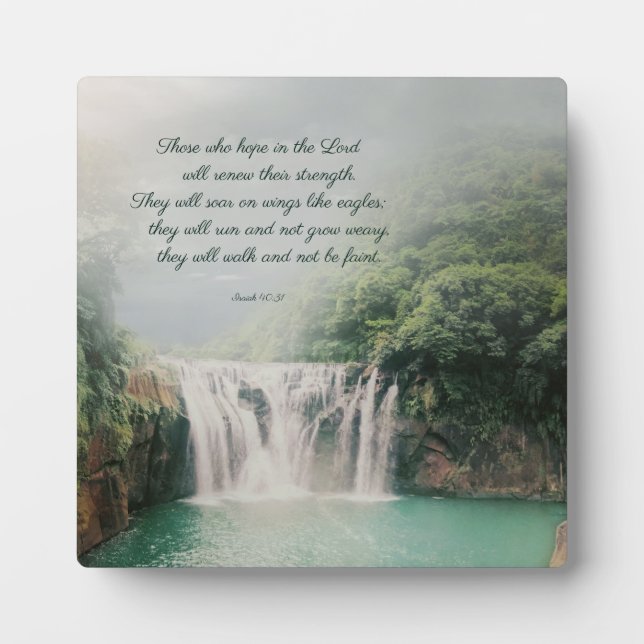 Motivational Encouraging Scripture with waterfall Plaque (Front)