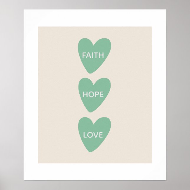 Motivational Faith Hope Love Hearts Poster (Devant)
