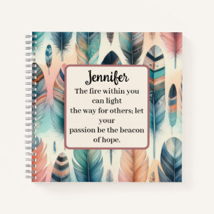 Motivational Feather Spiral Notebook
