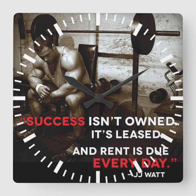 Motivational Fitness Gym Square Wall Clock (Front)