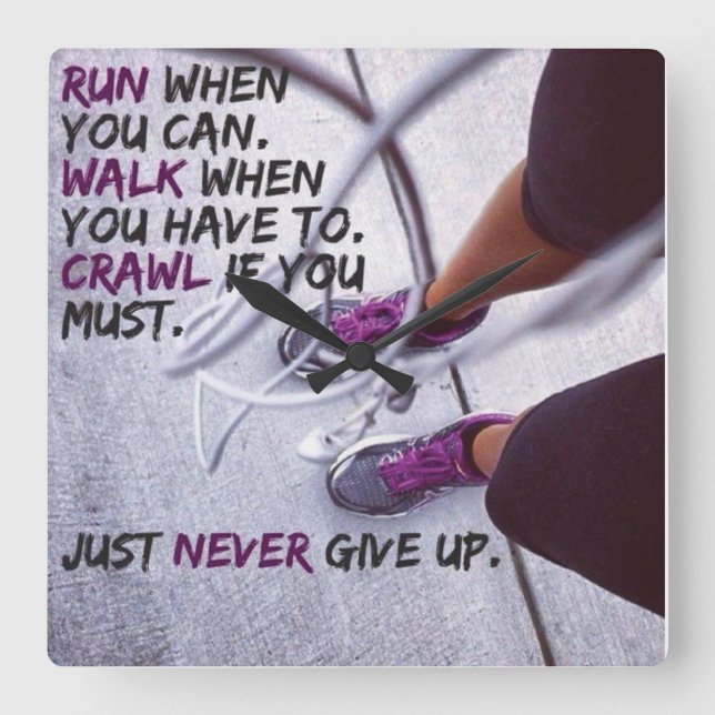 Motivational Fitness Gym Square Wall Clock (Front)