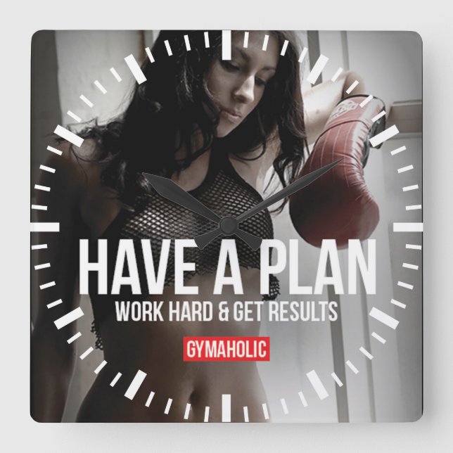 Motivational Fitness Gym Square Wall Clock (Front)