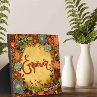 Motivational Floral Yellow Empower Inspirivity Plaque