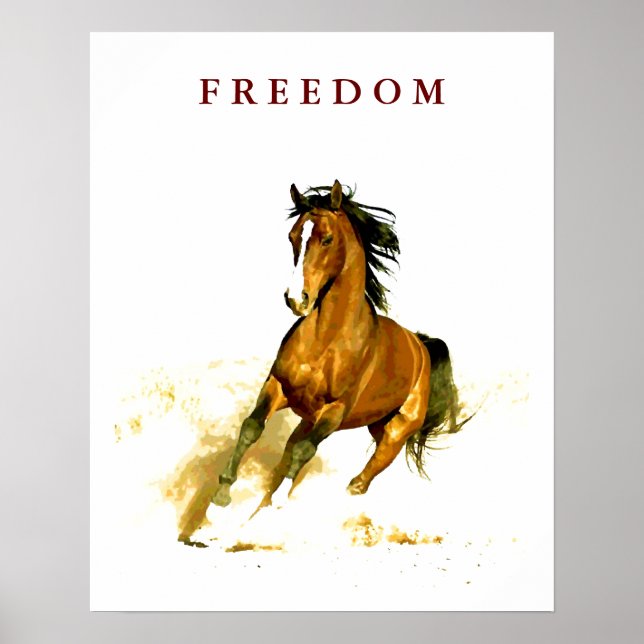 Motivational Freedom Running Horse Poster (Front)