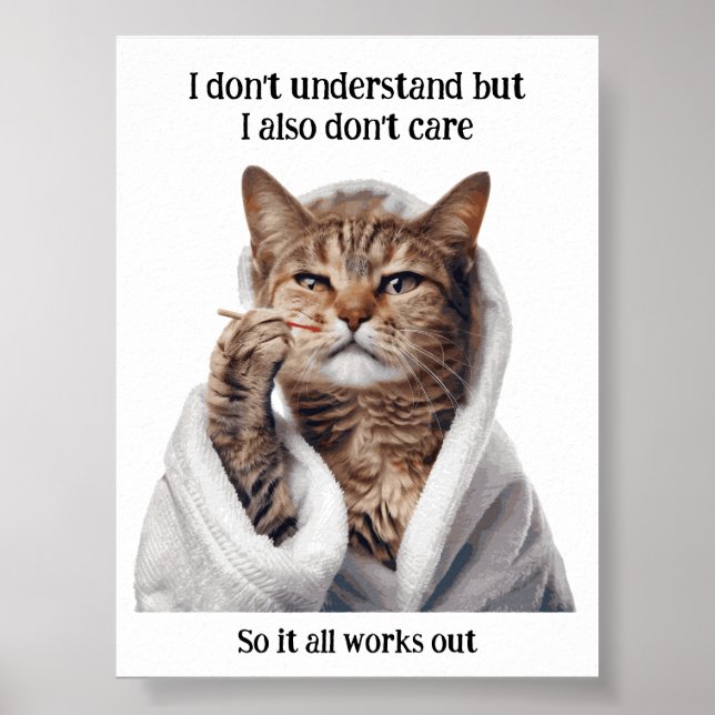 Motivational Funny Inspirational Cat Poster (Front)