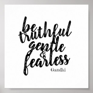 motivational Gandhi be fearless quote text design Poster