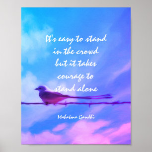 motivational Gandhi quote bird on blue sky  Poster