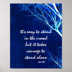 motivational Gandhi quote poster on blue and white
