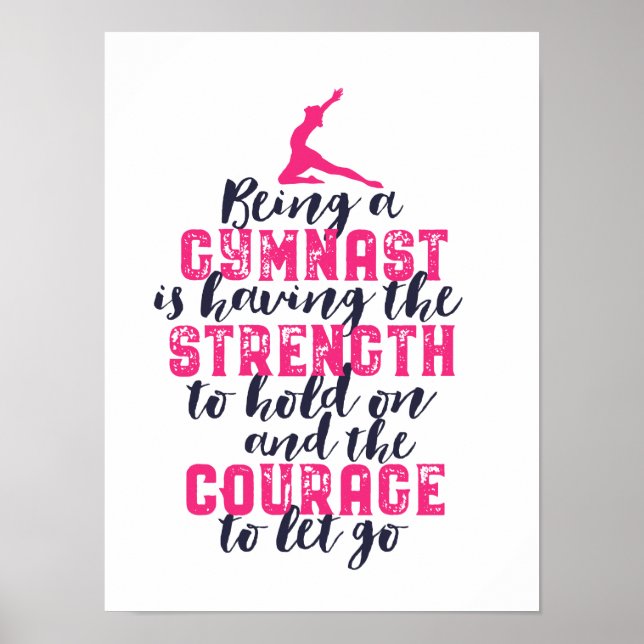 Motivational Gymnastics Quote Sports Girl Gymnast Poster (Front)