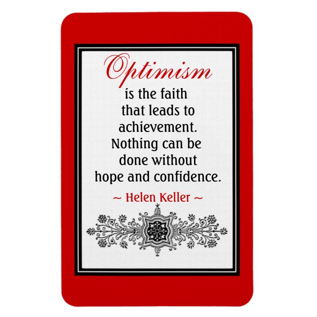 Motivational Helen Keller Cite Magnet : Optimisme (Vertical)
