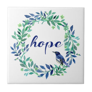 Motivational Hope Quote With Bird And Wreath Tile