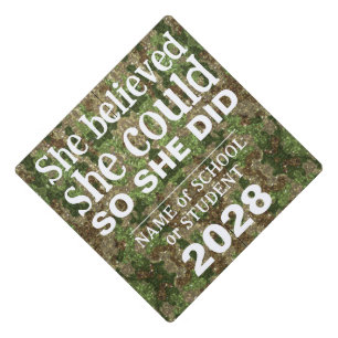 Motivational Inspiration Army Green Camouflage Graduation Cap Topper