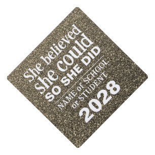 Motivational Inspiration Gold Glitter Sparkles Graduation Cap Topper