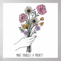 Motivational Inspiration Saying Hand Drawn Flowers