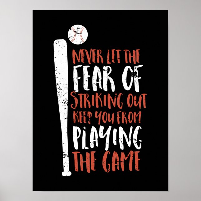 Motivational Inspirational Sports Quote Baseball Poster (Front)