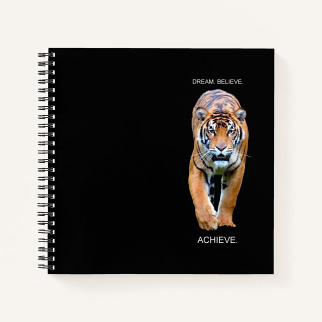 Motivational Inspirational Success Tiger Elegant Notebook (Front)