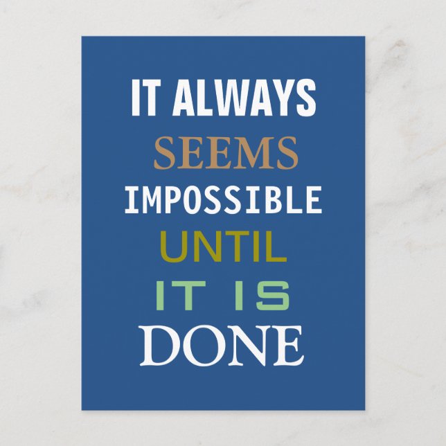 Motivational It Always Seems Impossible Quote Postcard (Front)