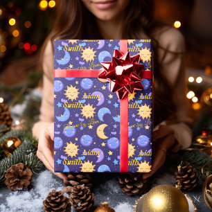 Motivational Kawaii Sun and Moon Kids Wrapping Paper
