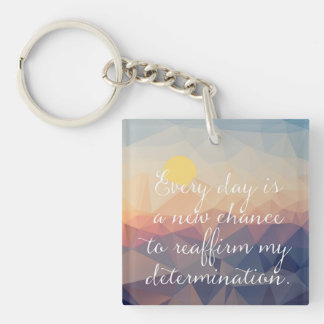 Motivational Key Ring, geometric landscape text Keychain