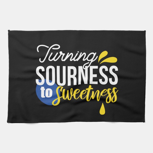 Motivational Lemon Quote From Sour to Sweet Kitchen Towel (Horizontal)