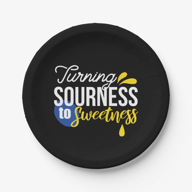 Motivational Lemon Quote From Sour to Sweet Paper Plate (Front)