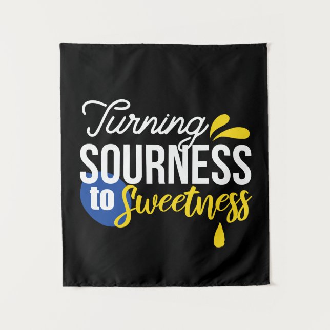 Motivational Lemon Quote From Sour to Sweet Tapestry (Front)