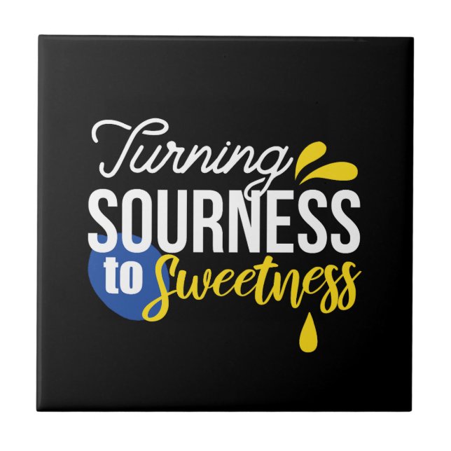 Motivational Lemon Quote From Sour to Sweet Tile (Front)