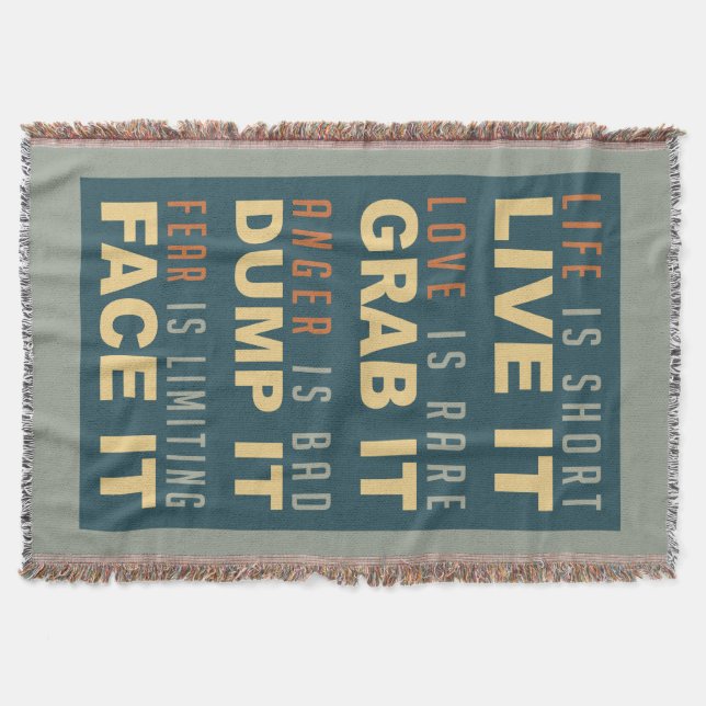 Motivational Life Advice throw blanket (Front)