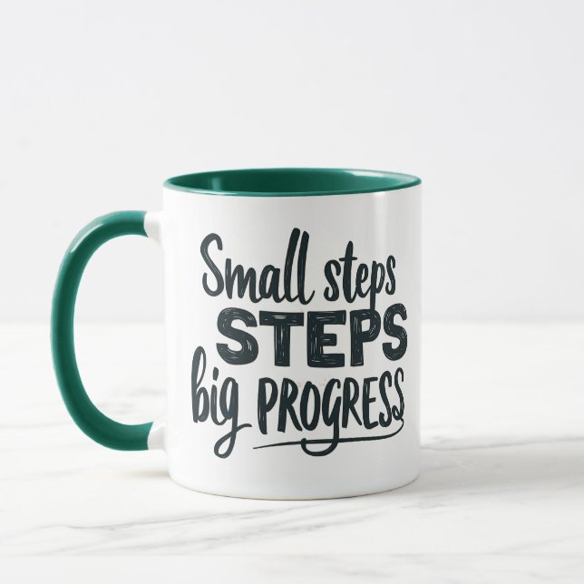Motivational Mantra: Small Steps, Big Progress Mug (Left)