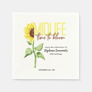 Motivational Midlife Sunflower Bloom 50th Birthday Napkin