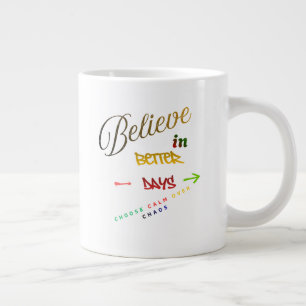 Motivational Minimalist Modern Text Design Large Coffee Mug