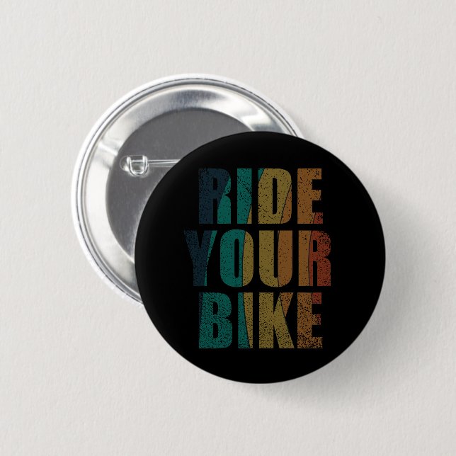 Motivational mountain biking quote 2 inch round button (Front & Back)