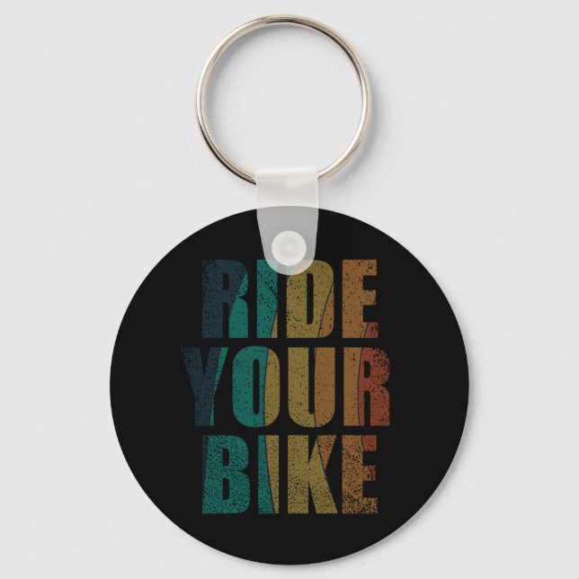 Motivational mountain biking quote keychain (Front)