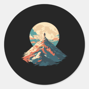 Motivational Mountain Peak Climbing Design - Natur Classic Round Sticker