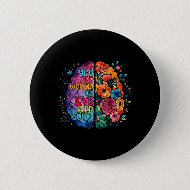 Motivational Neurodiversity Brain Autism Awareness 2 Inch Round Button (Front)