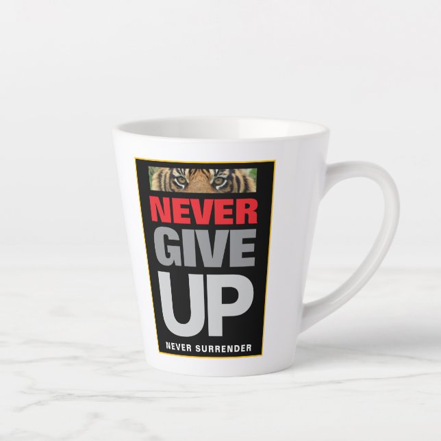 Motivational Never Give Up Never Surrender Small Latte Mug (Right)