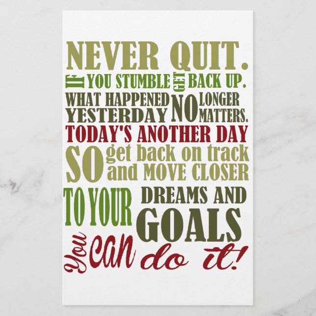 Motivational: Never Quit (Front)