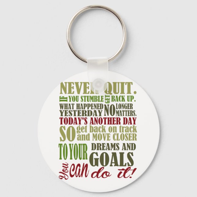 Motivational: Never Quit Keychain (Front)