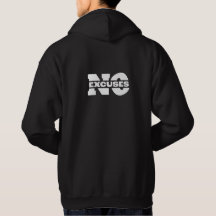 Motivational 'No Excuses' Black Hoodie for Men