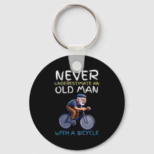 Motivational Old Man Bicycle Quote - Funny Cycling Keychain