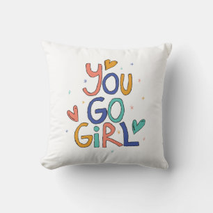 Motivational One Cool Girl You Go Girl Clipart Gir Throw Pillow