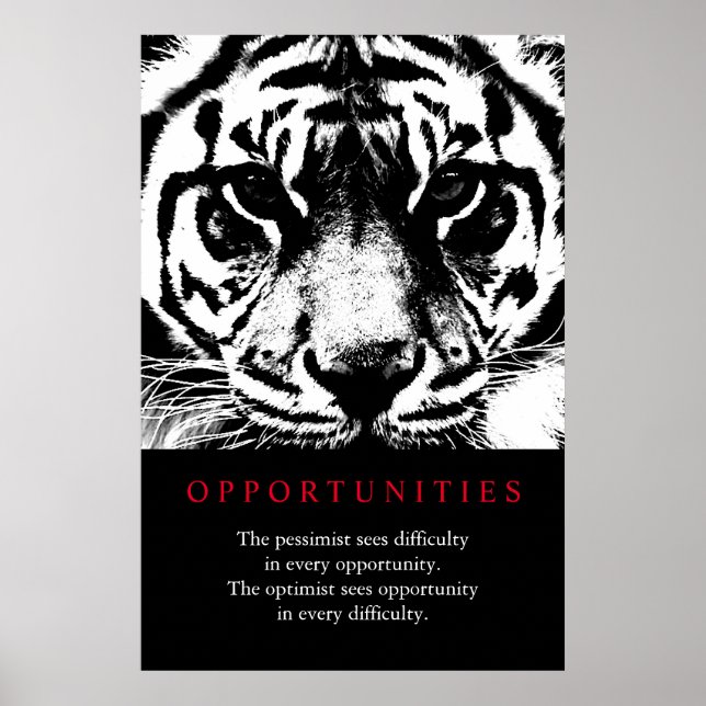 Motivational Opportunities Quote Tiger Poster (Front)