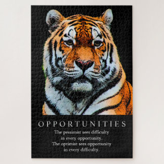 Motivational Opportunities Saying Quote Tiger Jigsaw Puzzle